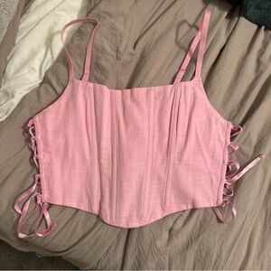 Gilly Hicks Light Pink Lace-Up Top